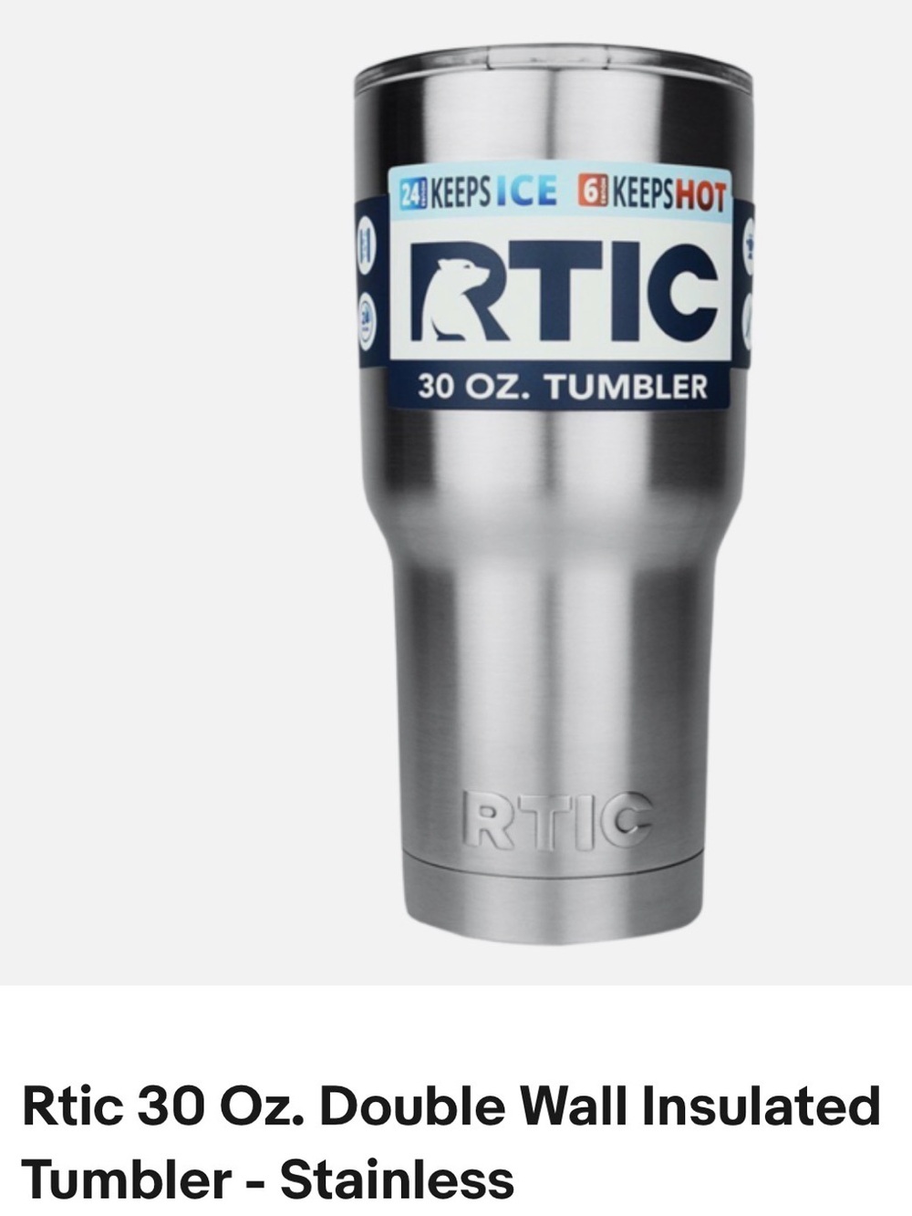RTIC Stainless Steel 30 oz. Insulated Tumbler - Silver